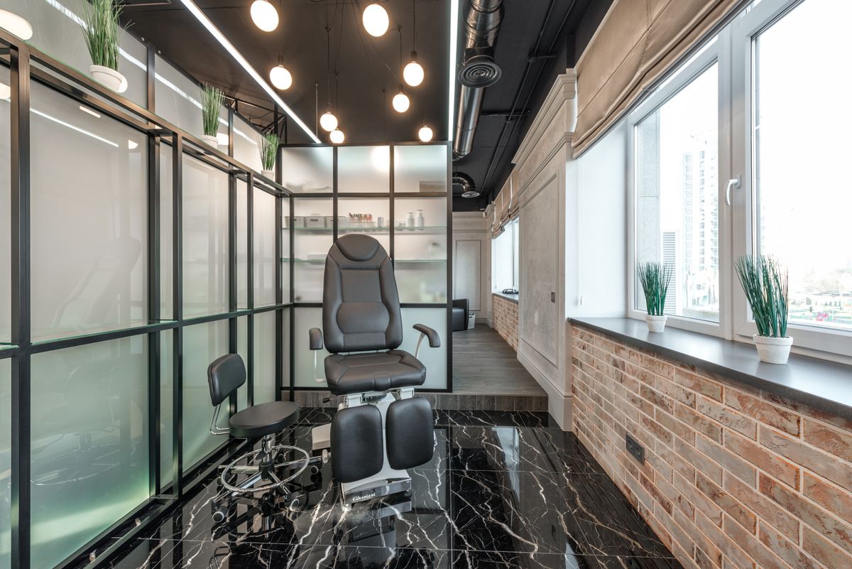 Modern nail salon interior, representative of the Angel Nails space
